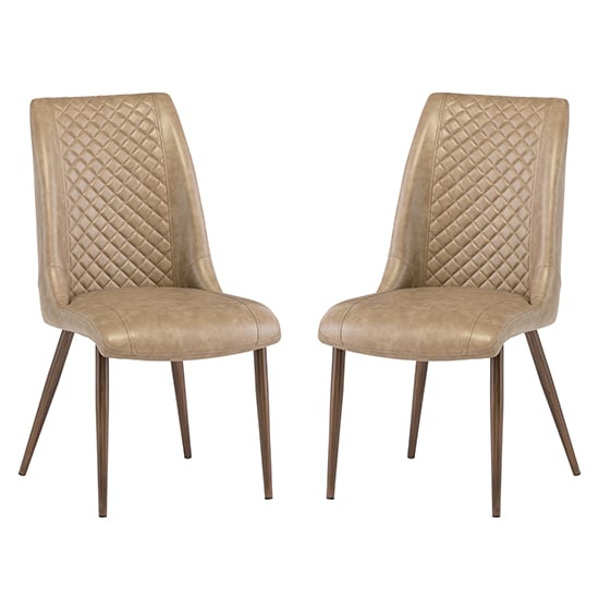 Product photograph of Aalya Taupe Faux Leather Dining Chairs In Pair from Furniture in Fashion