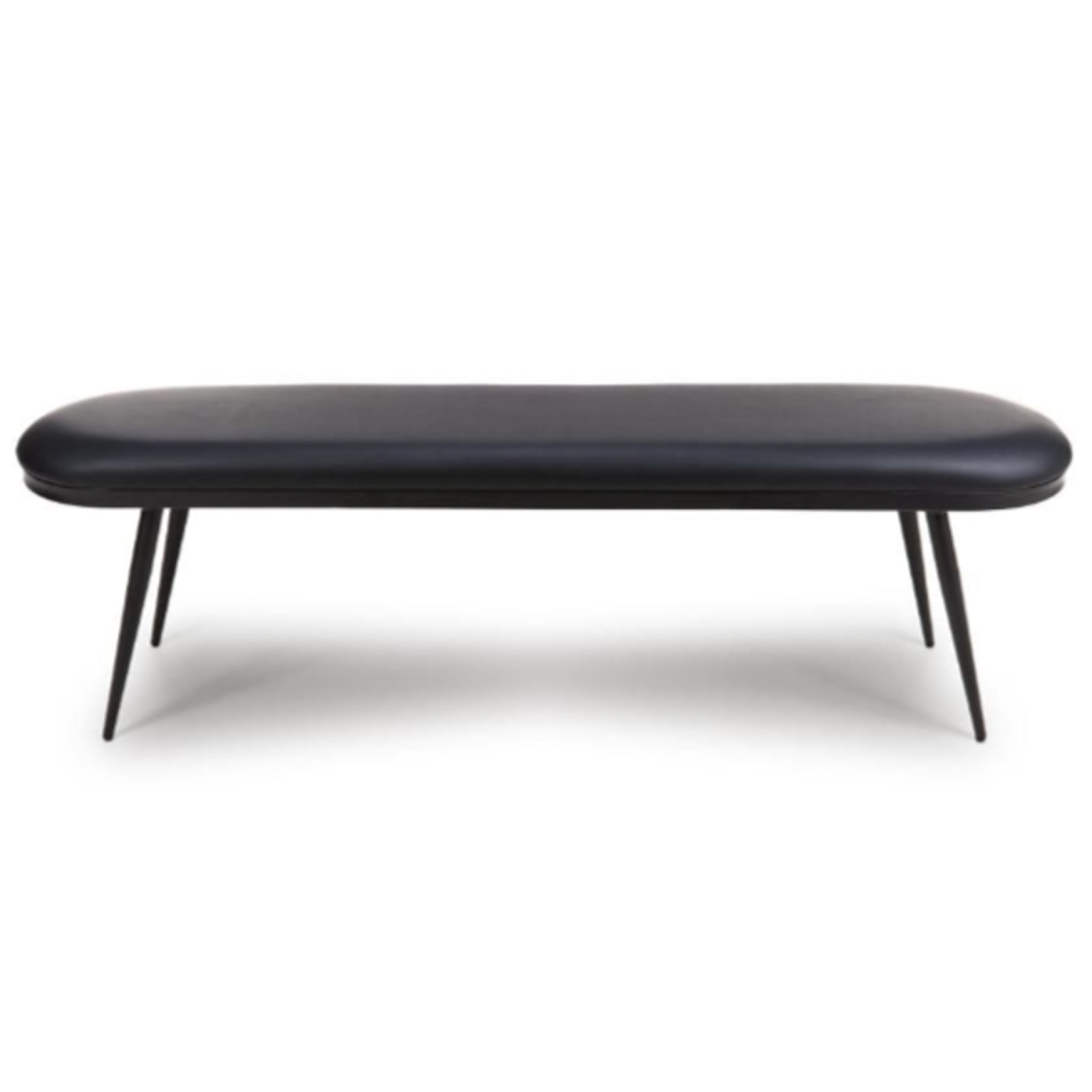Aara Faux Leather Dining Bench With Metal Legs In Black