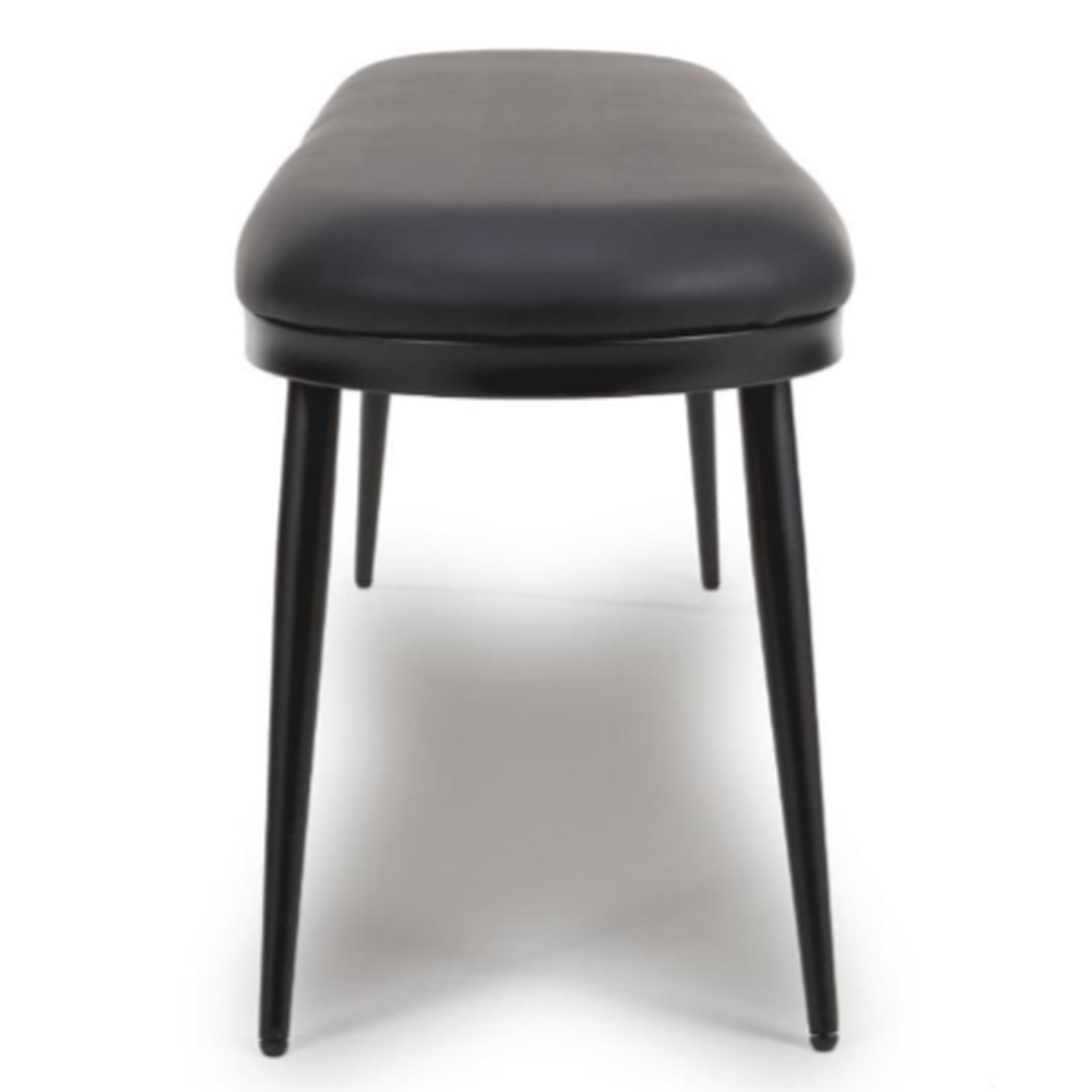 Aara Faux Leather Dining Bench With Metal Legs In Black