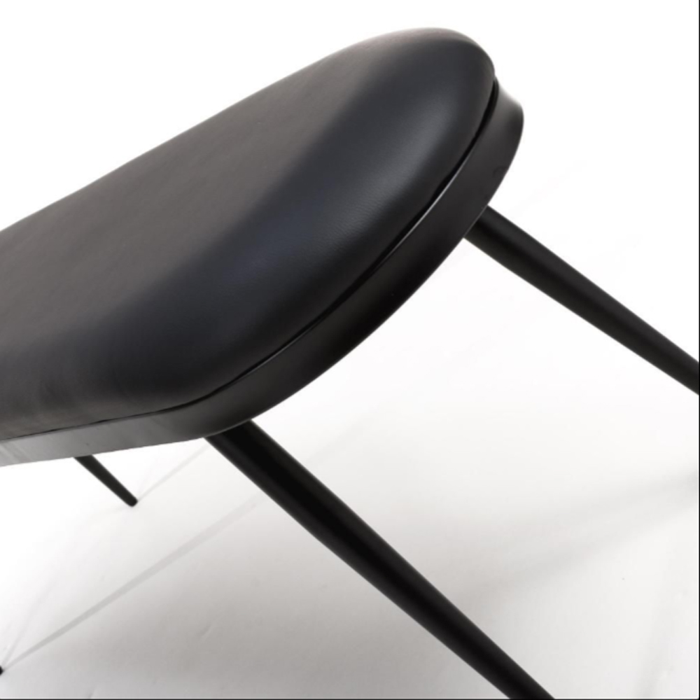 Aara Faux Leather Dining Bench With Metal Legs In Black