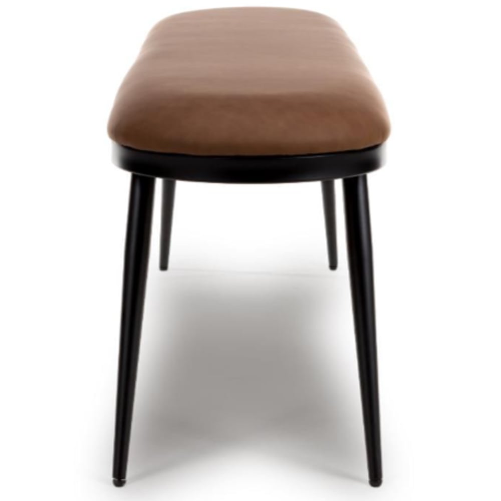 Aara Faux Leather Dining Bench With Metal Legs In Tan