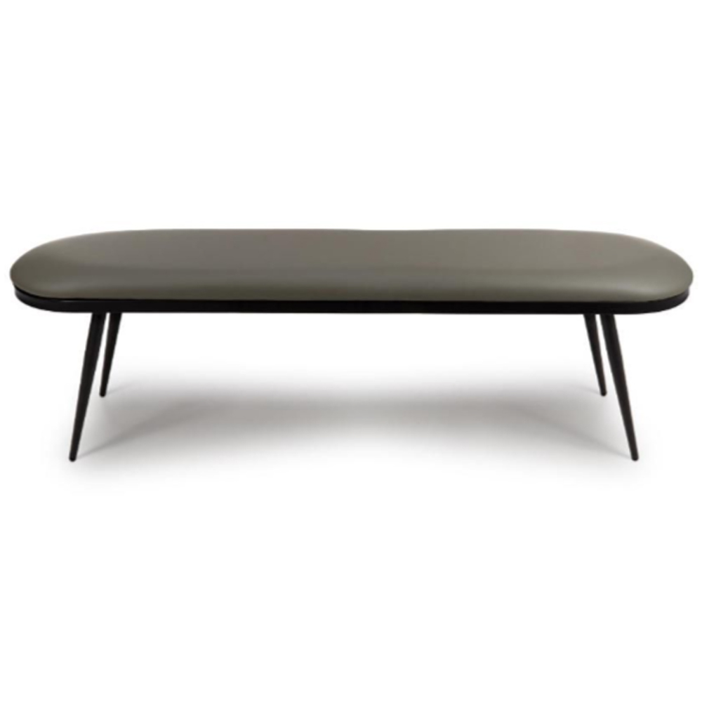 Aara Faux Leather Dining Bench With Metal Legs In Truffle
