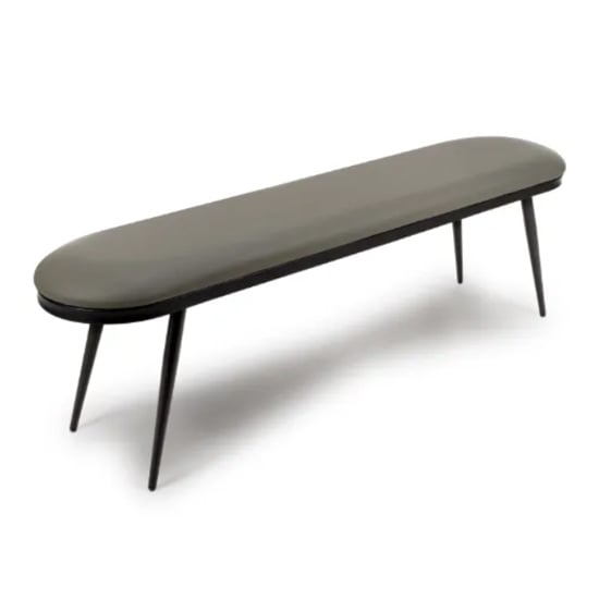 Photo of Aara faux leather dining bench in truffle with black metal legs