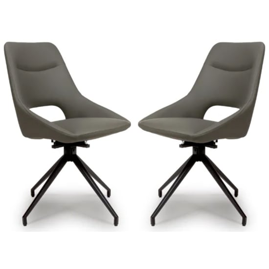 Photo of Aara truffle faux leather dining chairs swivel in pair