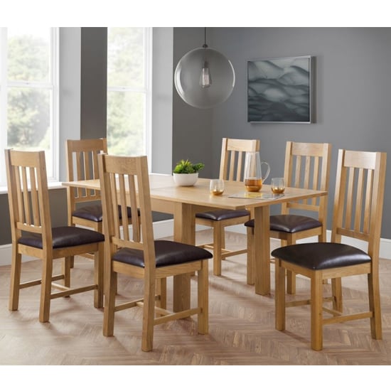 Aaralyn Extending FlipTop Dining Table In Oak With 6 Chairs