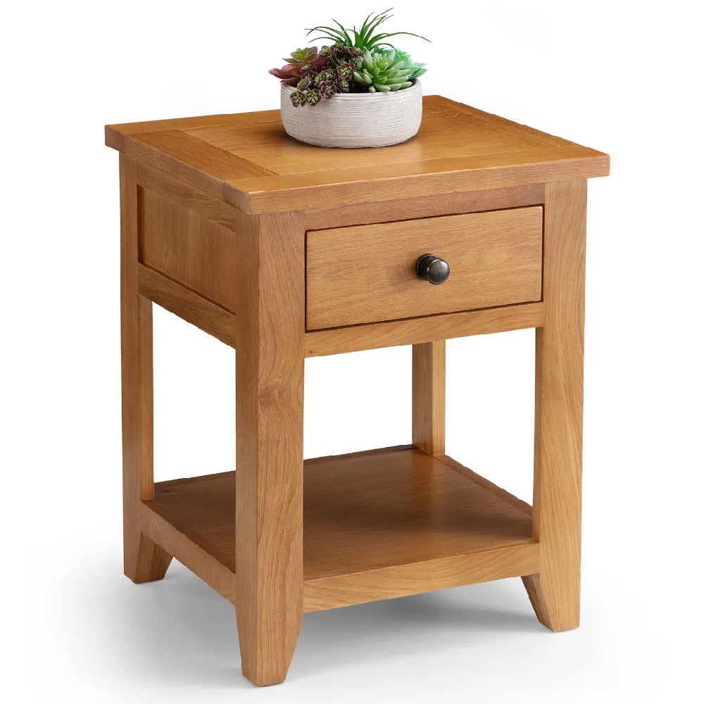Aaralyn Wooden Lamp Table With 1 Drawer In Oak