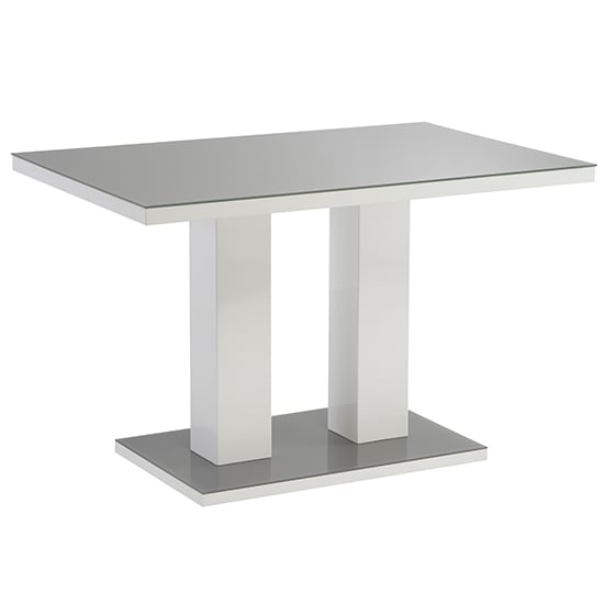 Photo of Aarina 120cm grey glass top high gloss dining table in grey