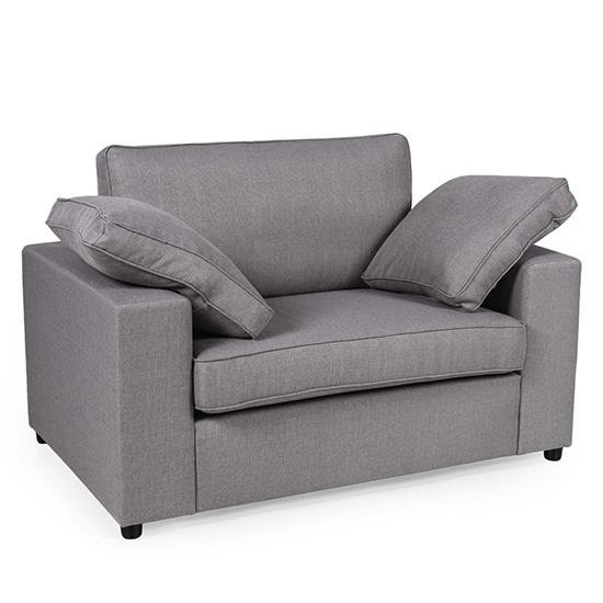 Aarna Fabric 1 Seater Sofa In Silver With Black Wooden Legs Furniture