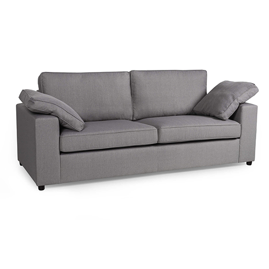 Product photograph of Aarna Fabric 3 Seater Sofa In Silver With Black Wooden Legs from Furniture in Fashion