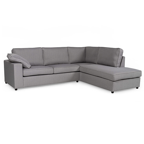 Product photograph of Aarna Fabric Corner Sofa In Silver With Black Wooden Legs from Furniture in Fashion