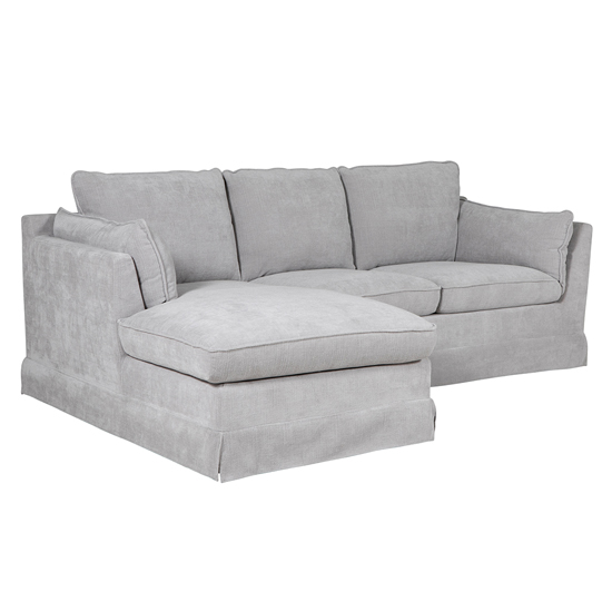Aarna Left Handed Fabric Corner Sofa In Greige Furniture in Fashion
