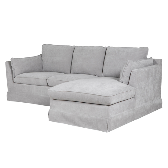 Aarna Right Handed Fabric Corner Sofa In Greige Furniture in Fashion