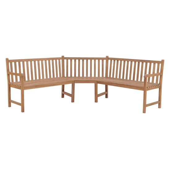 Photo of Aarna wooden corner garden seating bench in natural