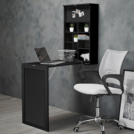 Product photograph of Aaron Foldaway Wall Laptop Desk And Breakfast Bar In Black from Furniture in Fashion