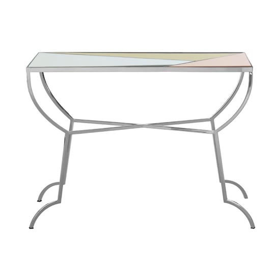 Aarox Multicoloured Glass Console Table With Silver Frame