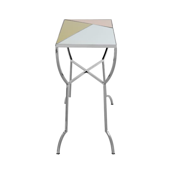 Aarox Multicoloured Glass Console Table With Silver Frame