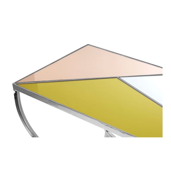Aarox Multicoloured Glass Console Table With Silver Frame