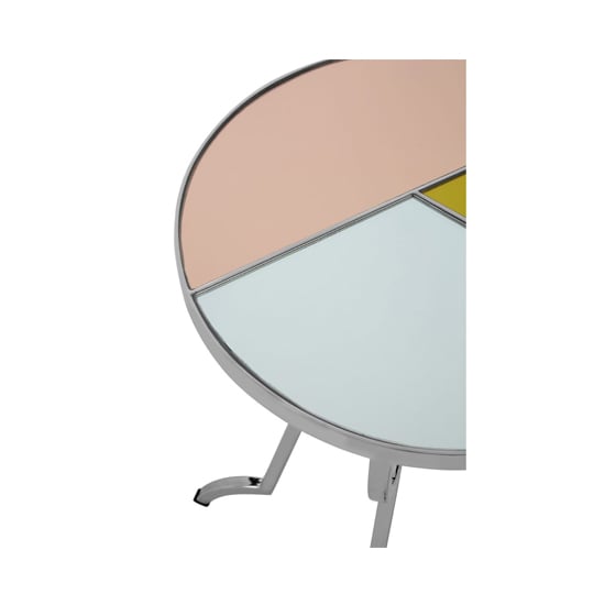 Aarox Round Multicoloured Glass Side Table With Silver Frame