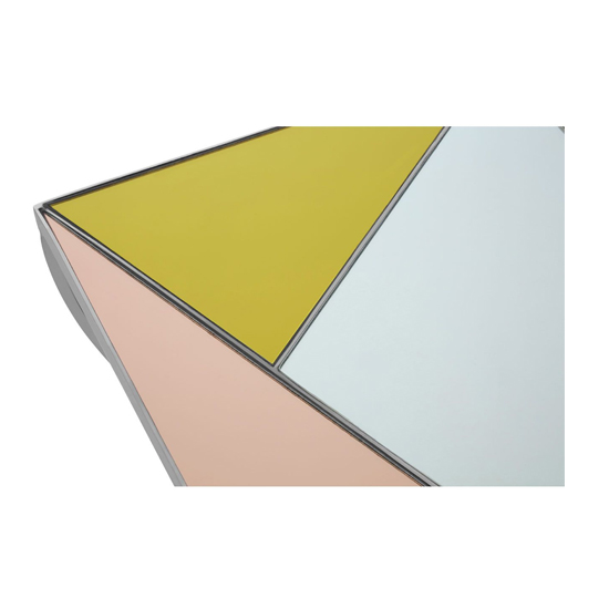 Aarox Square Multicoloured Glass Side Table With Silver Frame