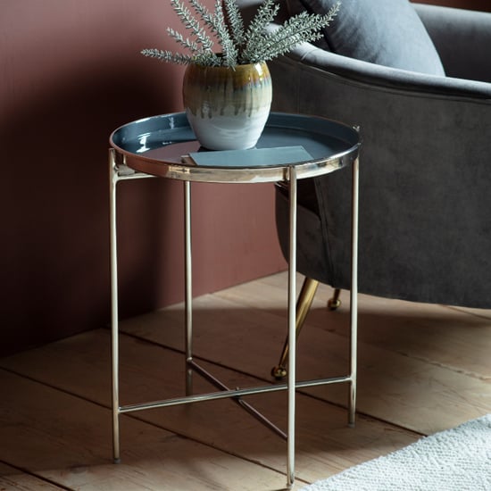 Abbeville Round Metal Side Table In Dark Grey And Silver_1