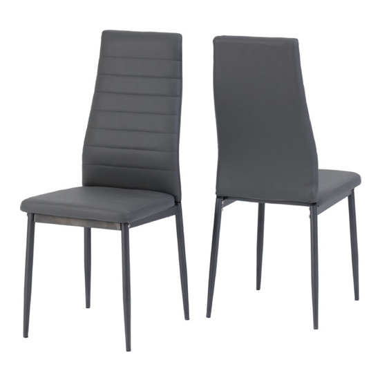 Aadi Clear Glass Dining Table With 4 Grey Leather Chairs