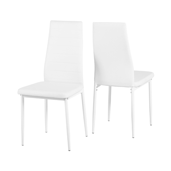 Aadi Clear Glass Dining Table With 4 White Leather Chairs_4