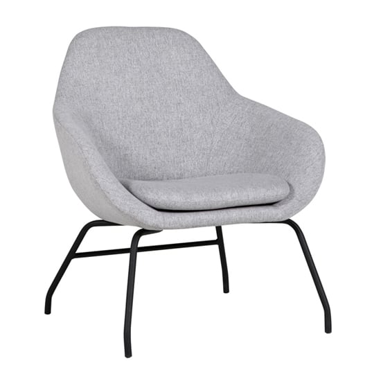 Product photograph of Abbie Fabric Bedroom Chair In Grey With Black Metal Legs from Furniture in Fashion