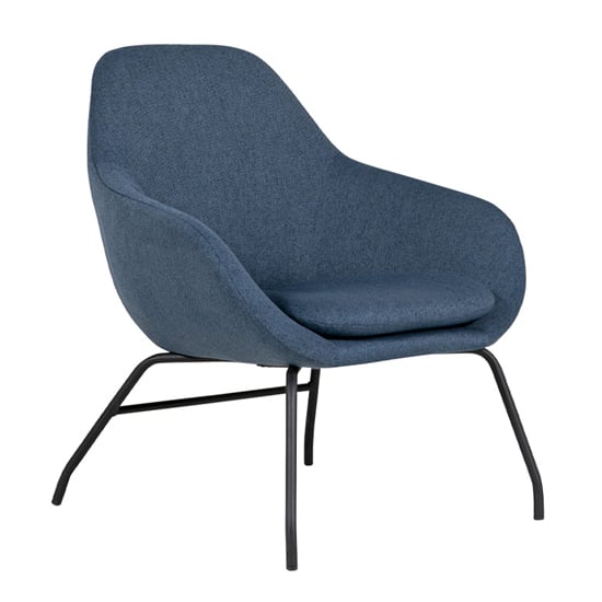 Read more about Abbie fabric bedroom chair in navy with black metal legs