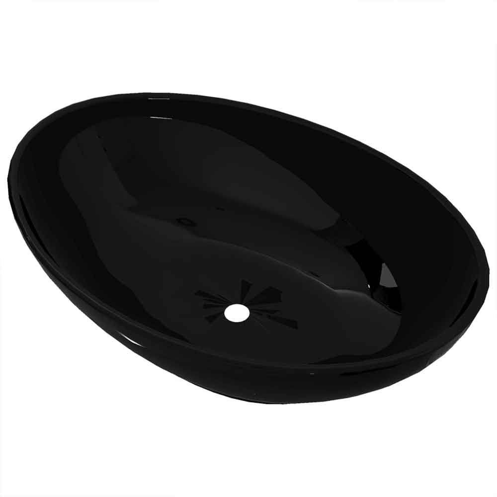 Abbotsford Oval Countertop Basin Without Waste 400mm Wide - Black