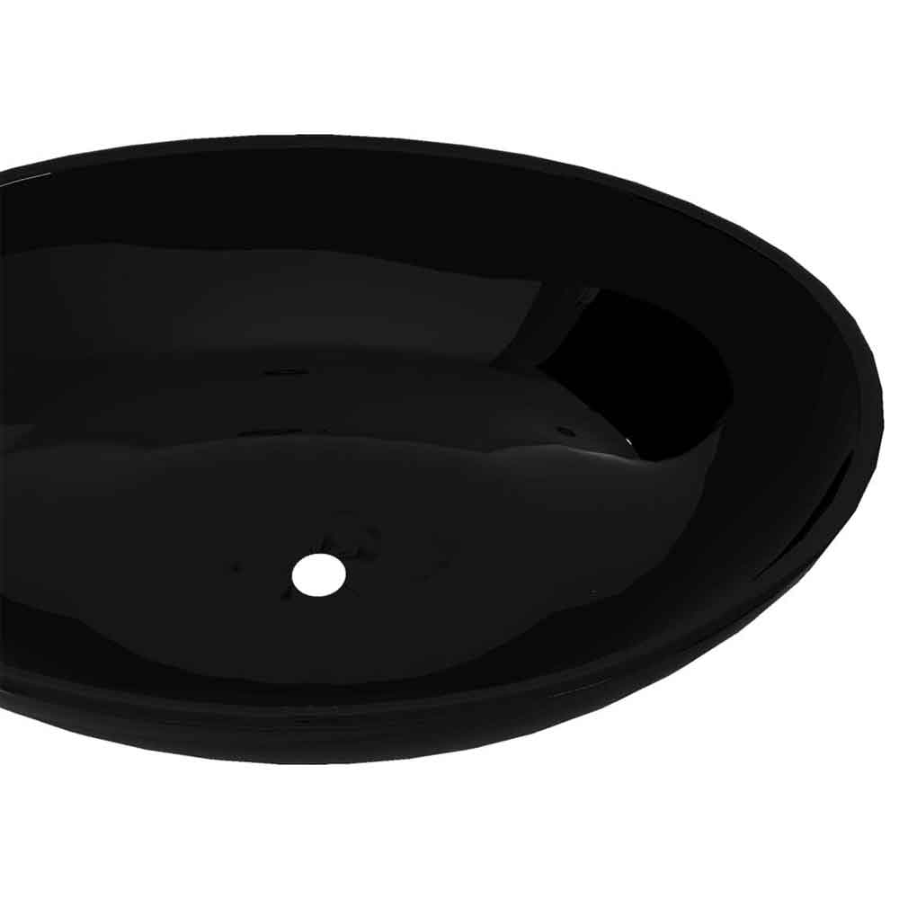Abbotsford Oval Countertop Basin Without Waste 400mm Wide - Black