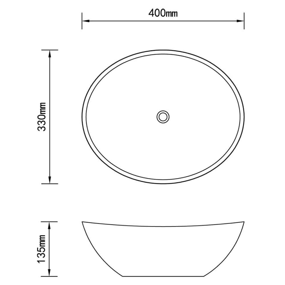 Abbotsford Oval Countertop Basin Without Waste 400mm Wide - Black