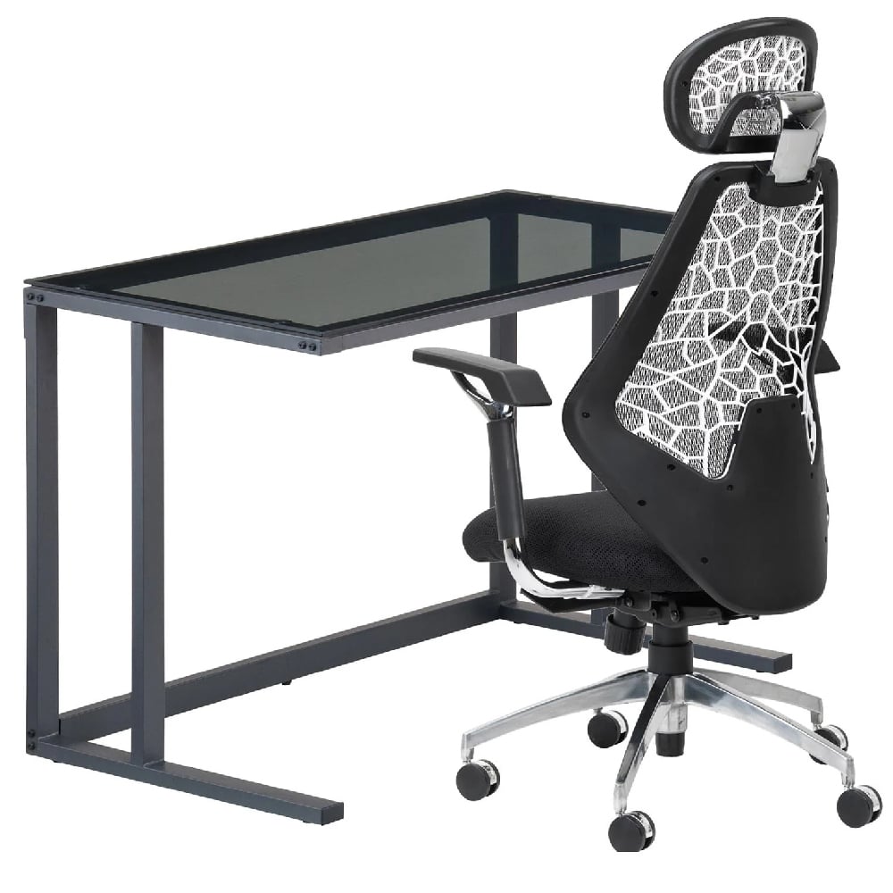 Abbotsford Smoked Glass Laptop Desk With Metal Frame