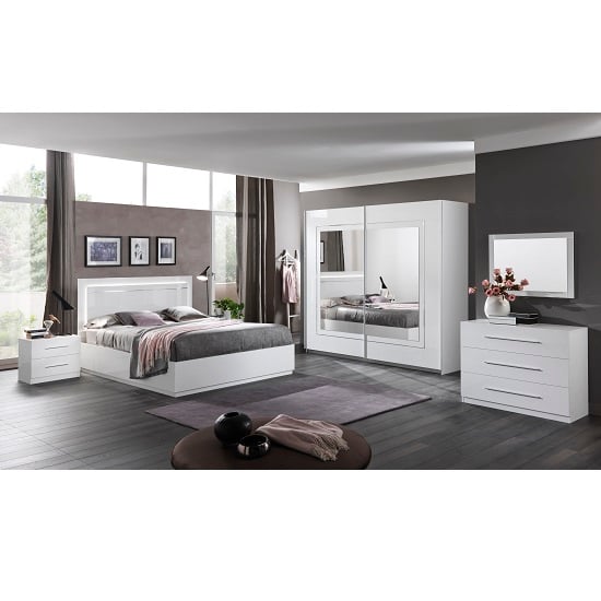 Abby King Size Ottoman Bed In White High Gloss And Lights_2