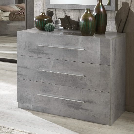 Product photograph of Abby Chest Of Drawers In Grey Marble Effect Gloss And 3 Drawers from Furniture in Fashion