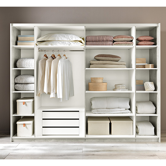 Abby Extra Large Mirrored Sliding Wooden Wardrobe In White Furniture