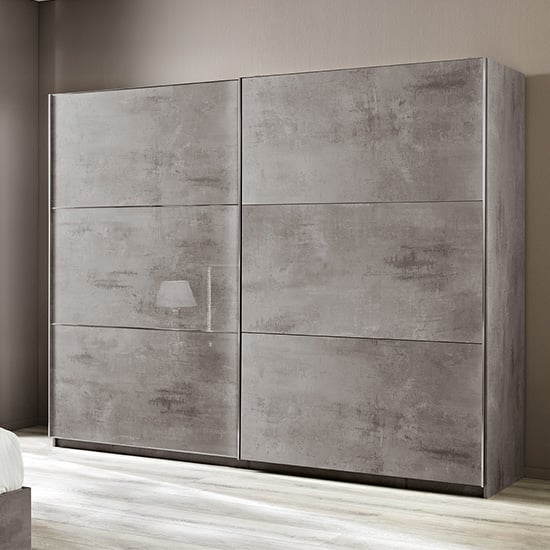 Photo of Abby large sliding wardrobe in grey marble effect gloss