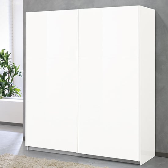 Photo of Abby medium wooden sliding door wardrobe in white