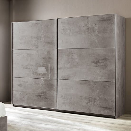 Product photograph of Abby Sliding Large Wardrobe In Grey Marble Effect Gloss from Furniture in Fashion