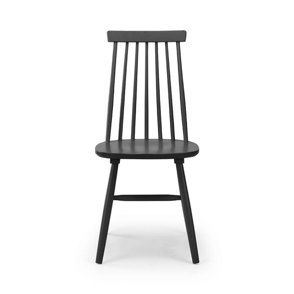 Abeje Black Wooden Dining Chairs With Spindle Back In Black Pair