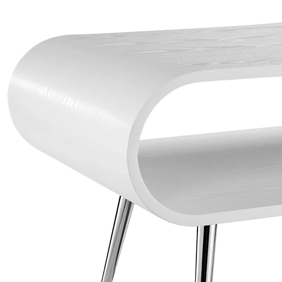 Abeni Wooden Lamp In White With Chrome Legs