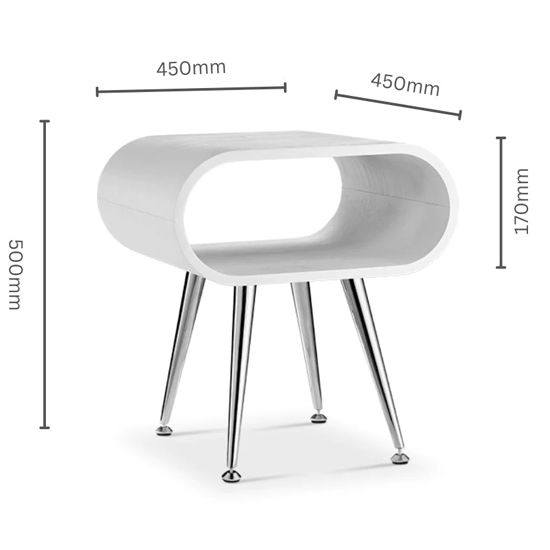 Abeni Wooden Lamp In White With Chrome Legs