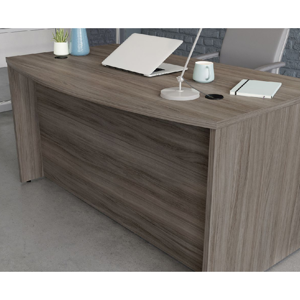 Aberdare Small Wooden Laptop Desk With Bow Front In Hudson Elm