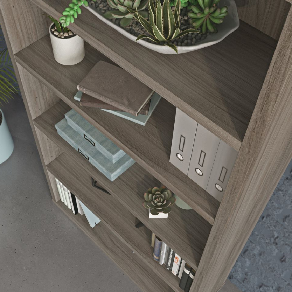 Aberdare Wooden Bookcase With 5 Shelves In Hudson Elm