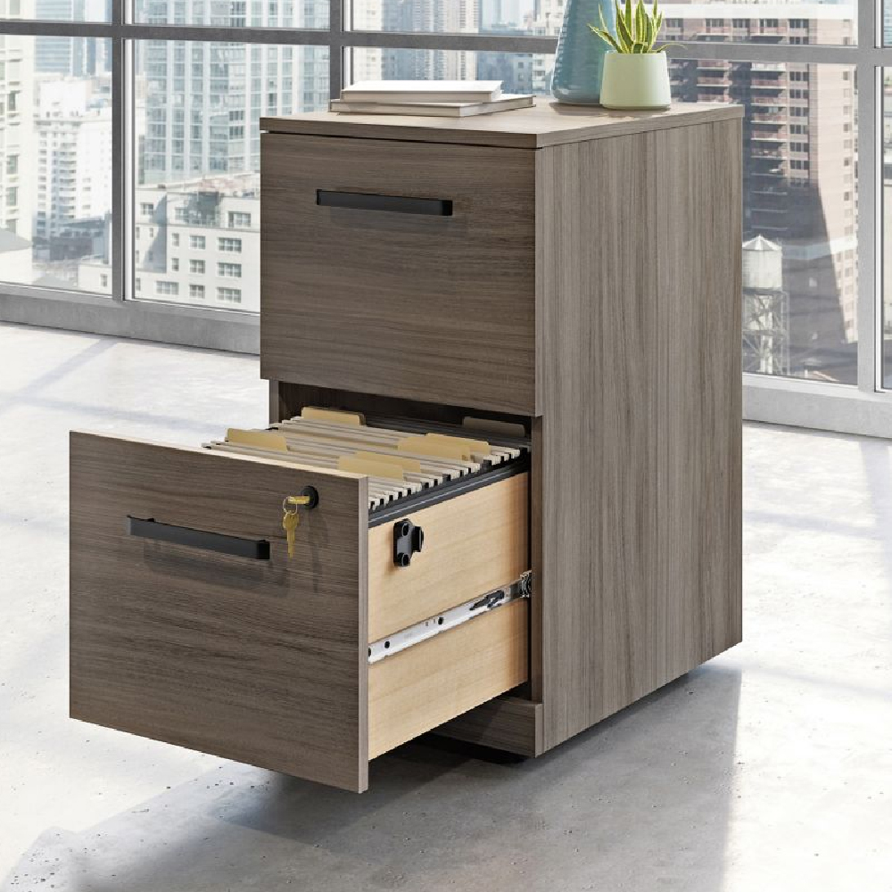 Aberdare Wooden Office Mobile Pedestal 2 Drawers In Hudson Elm