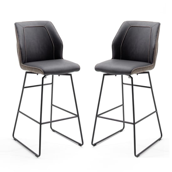 Aberdeen Brown PU Leather Bar Stool In Pair
