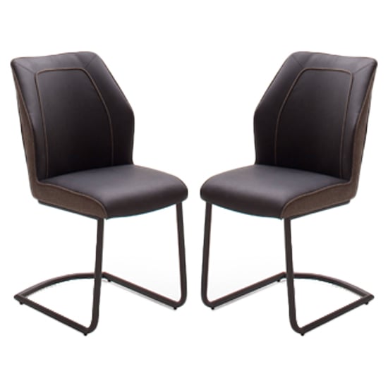 Aberdeen Brown PU Leather Dining Chair In Pair