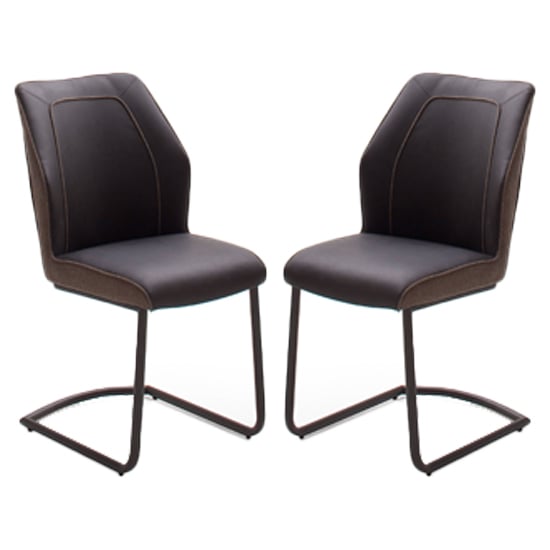 Read more about Aberdeen brown pu leather dining chair in pair