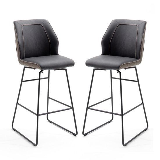 Product photograph of Aberdeen Brown Pu Leather Swivel Bar Stool In Pair from Furniture in Fashion