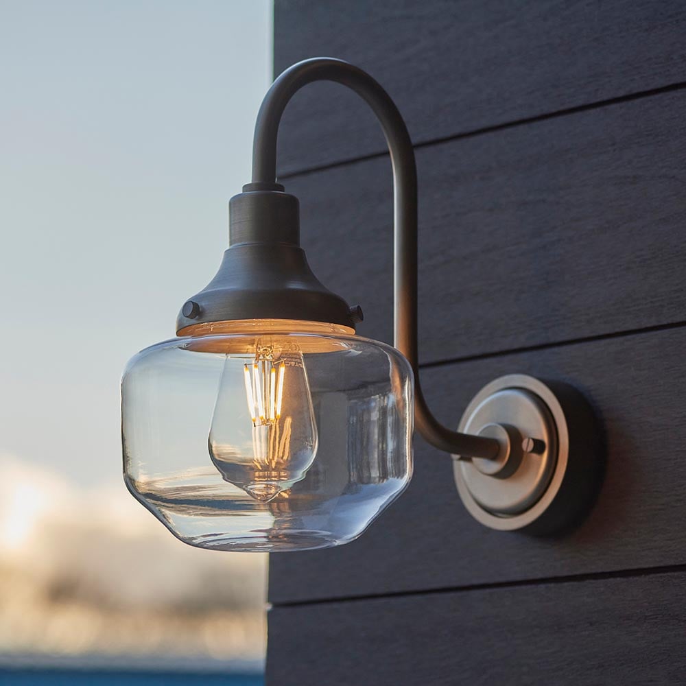 Read more about Aberdeen clear glass outdoor wall light in brushed nickel