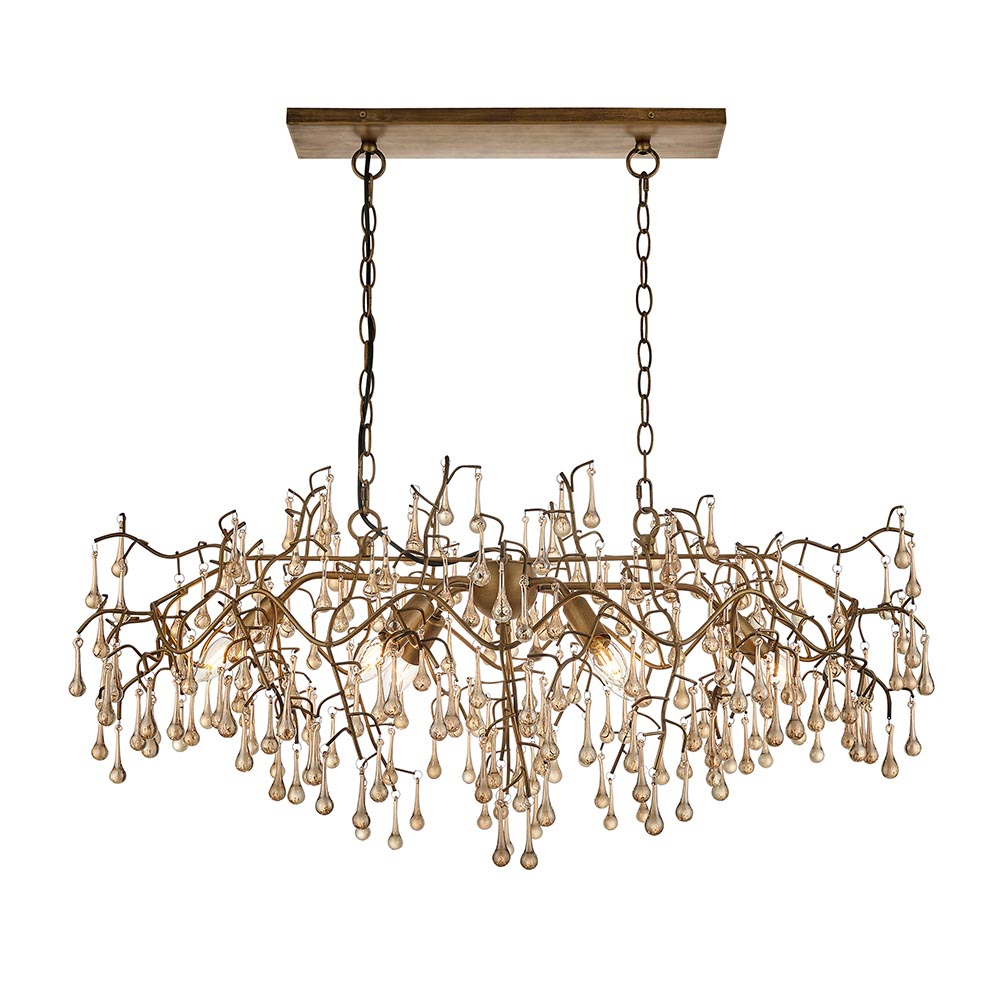 Aberdeen Glass Linear Pendant Ceiling Light In Gold